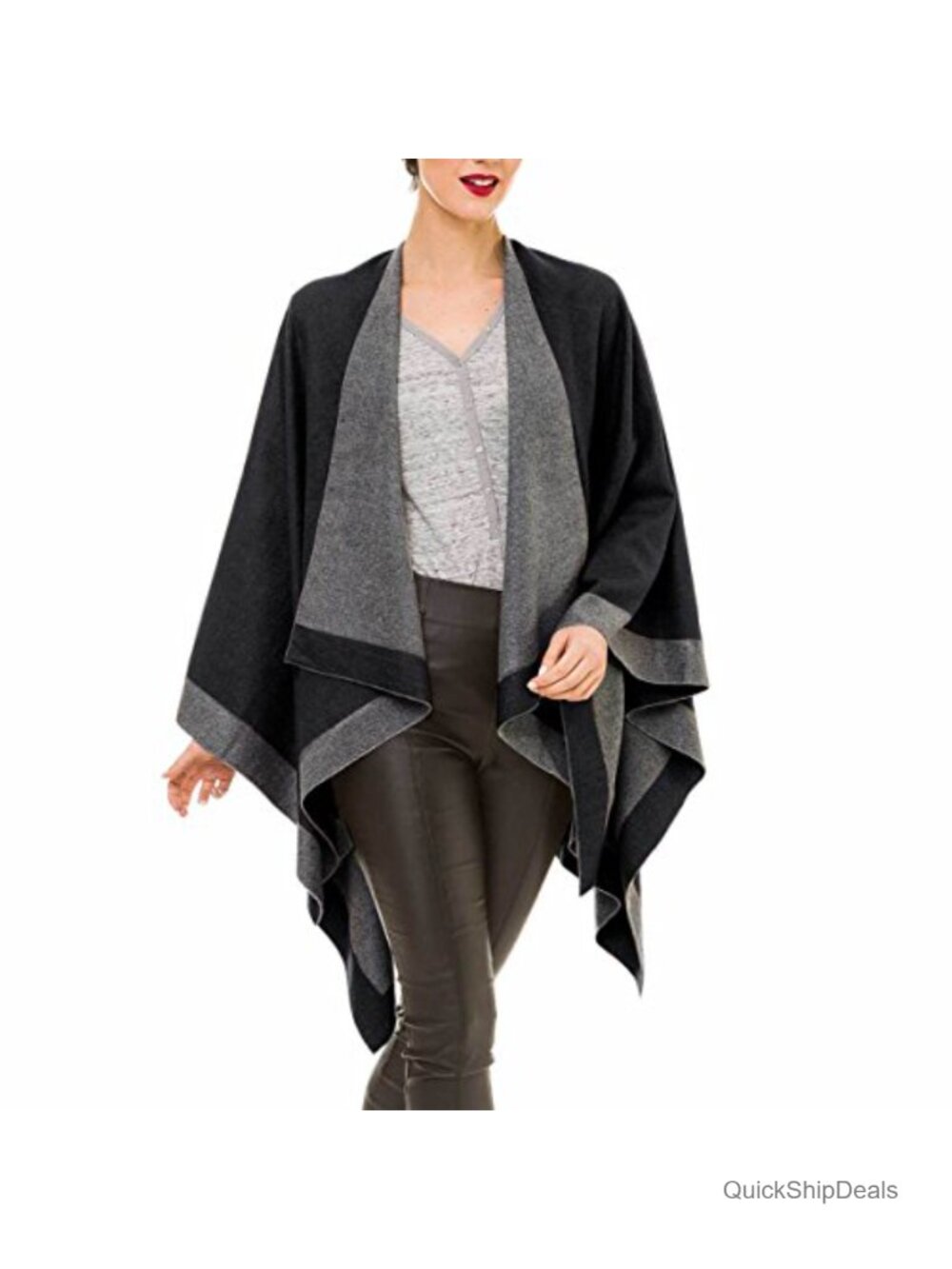 Shawl Wrap Poncho Ruana Cape Cardigan Open Front Travel Blanket